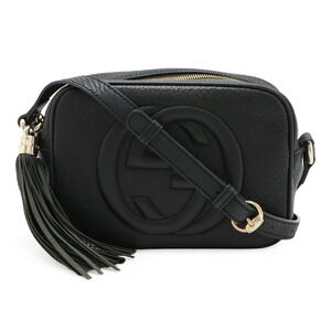 Gucci Soho Disco Tassel Shoulder Bag Pochette Black Leather
